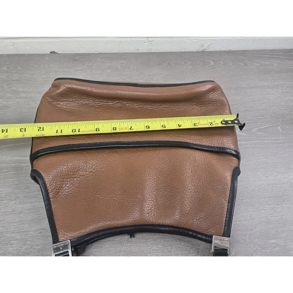Brighton Two Tone Brown Black Leather Hobo Style Shoulder Bag Purse